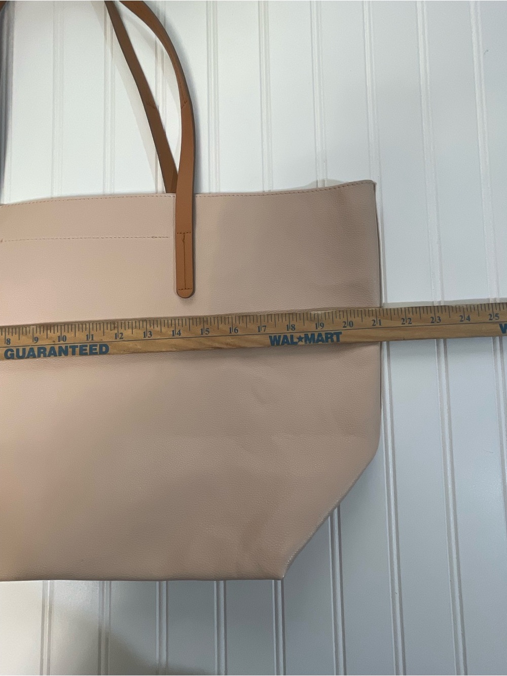 Boon Supply Blush Pink Vegan Leather Classic Tote with Tan Straps - Picture 4 of 16
